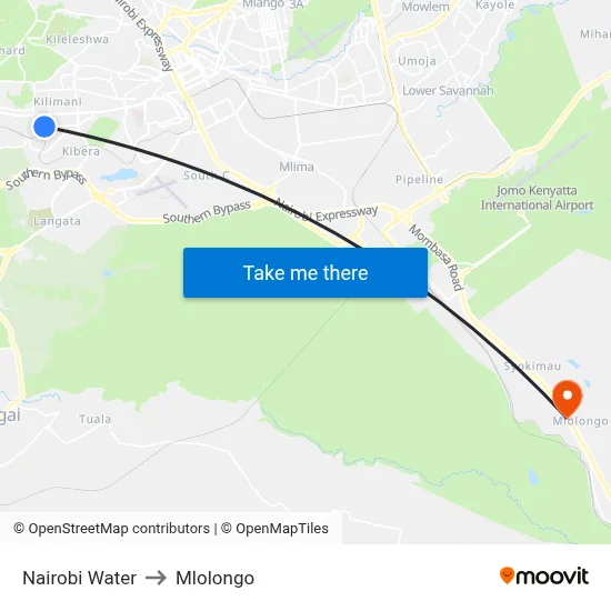 Nairobi Water to Mlolongo map