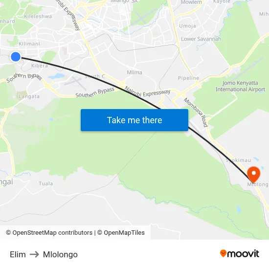 Elim to Mlolongo map