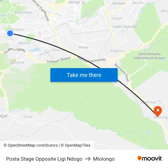 Posta Stage Opposite Ligi Ndogo to Mlolongo map