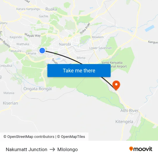 Nakumatt Junction to Mlolongo map