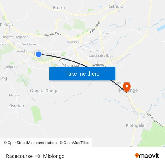 Racecourse to Mlolongo map