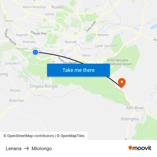 Lenana to Mlolongo map