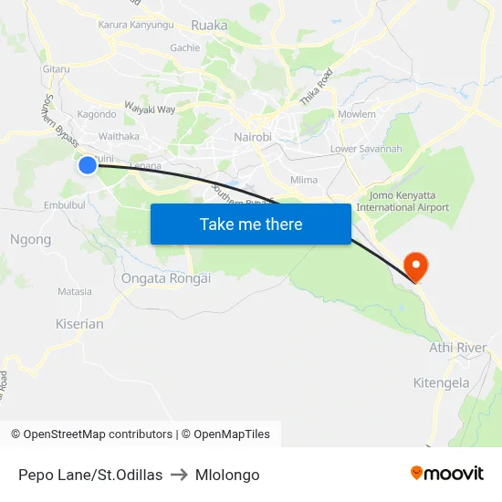 Pepo Lane/St.Odillas to Mlolongo map