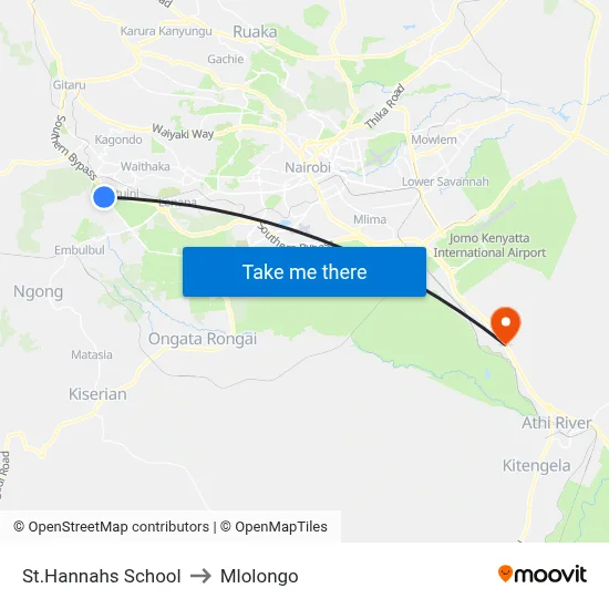 St.Hannahs School to Mlolongo map