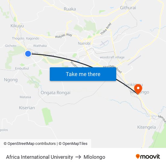 Africa International University to Mlolongo map