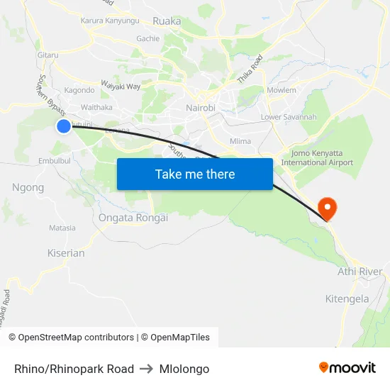 Rhino/Rhinopark Road to Mlolongo map