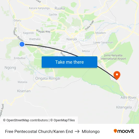 Free Pentecostal Church/Karen End to Mlolongo map
