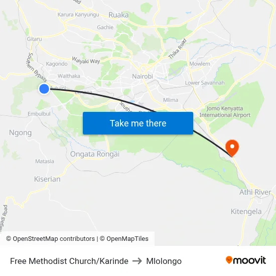 Free Methodist Church/Karinde to Mlolongo map