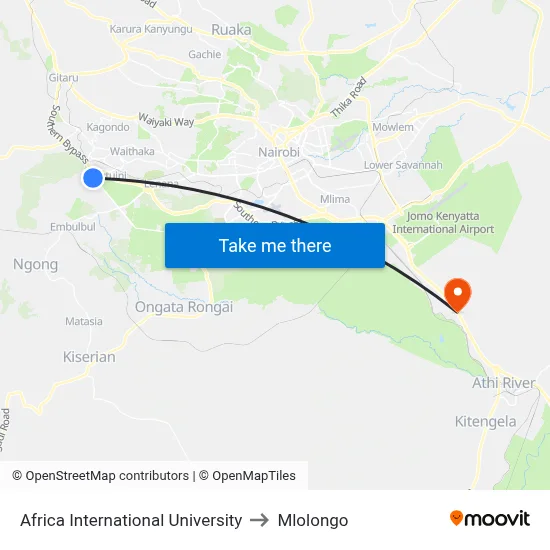 Africa International University to Mlolongo map