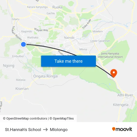 St.Hannah's School to Mlolongo map