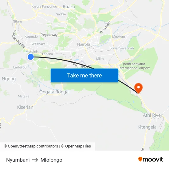 Nyumbani to Mlolongo map