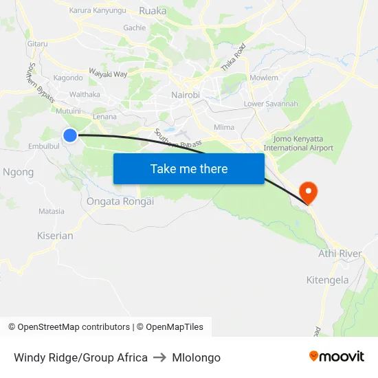 Windy Ridge/Group Africa to Mlolongo map