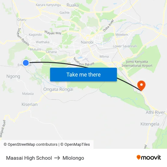 Maasai High School to Mlolongo map