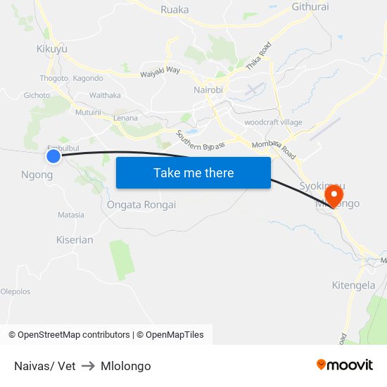 Naivas/ Vet to Mlolongo map
