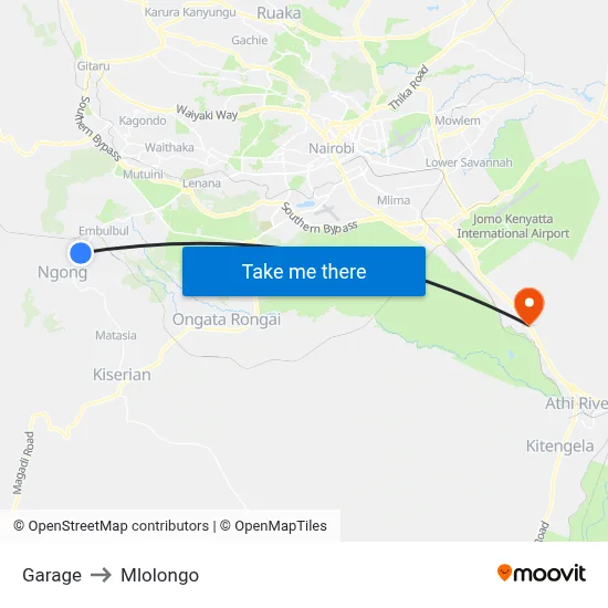 Garage to Mlolongo map