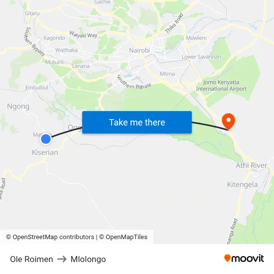 Ole Roimen to Mlolongo map