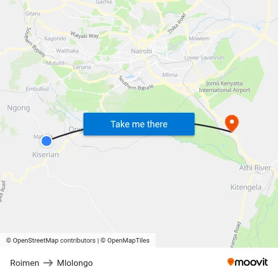 Roimen to Mlolongo map