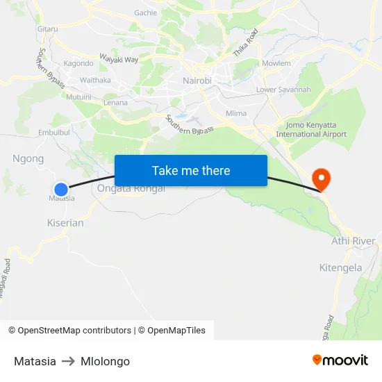 Matasia to Mlolongo map