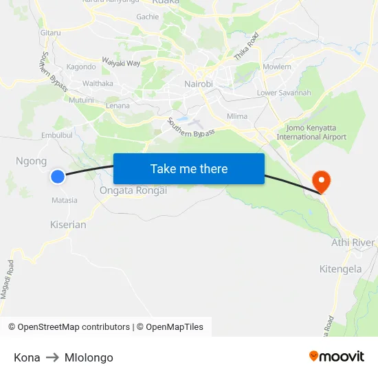 Kona to Mlolongo map