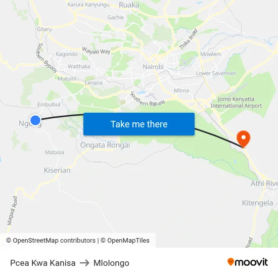 Pcea Kwa Kanisa to Mlolongo map