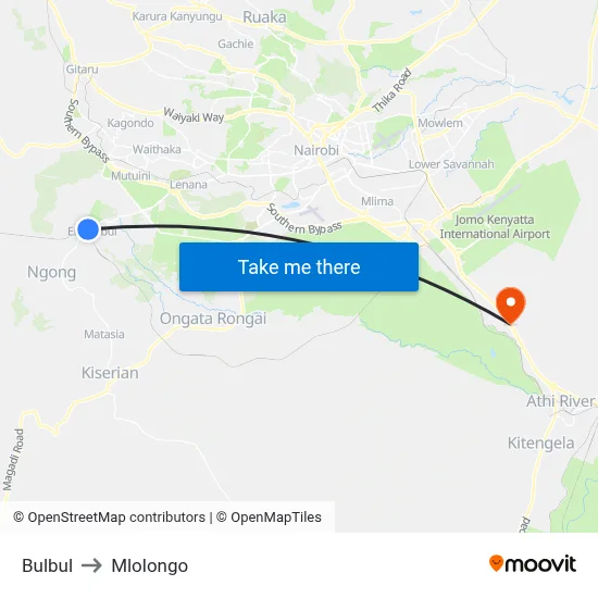 Bulbul to Mlolongo map