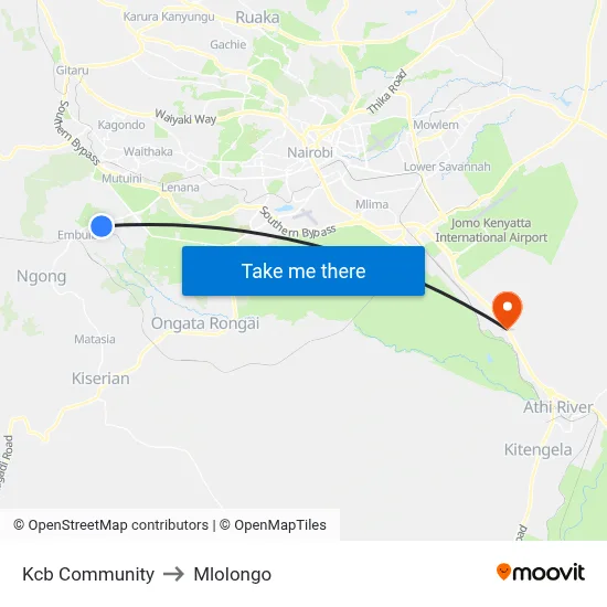 Kcb Community to Mlolongo map