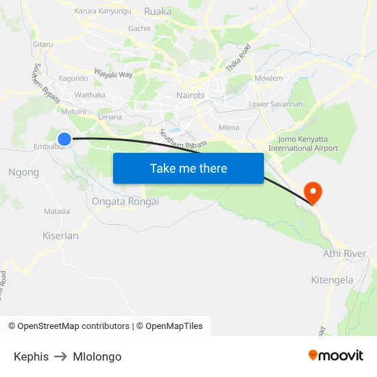 Kephis to Mlolongo map
