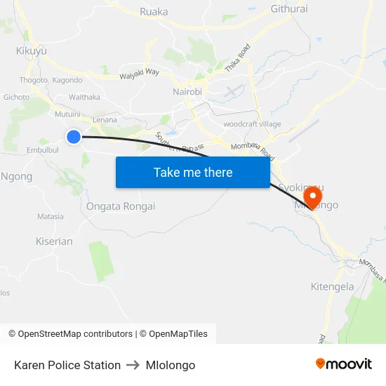 Karen Police Station to Mlolongo map