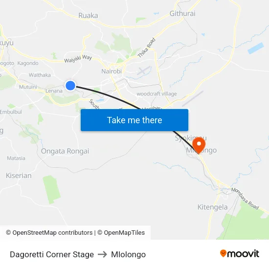 Dagoretti Corner Stage to Mlolongo map