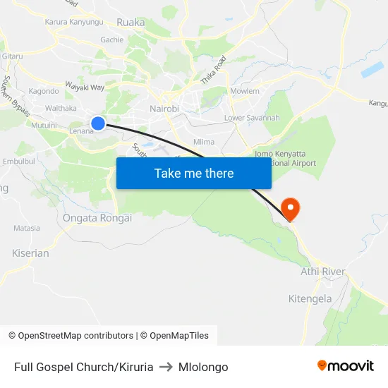 Full Gospel Church/Kiruria to Mlolongo map