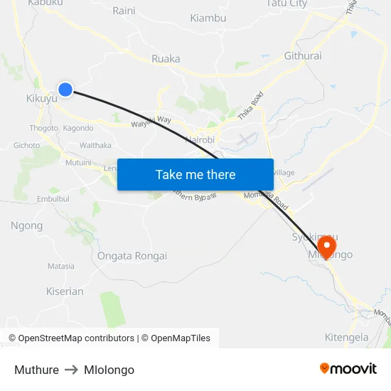 Muthure to Mlolongo map