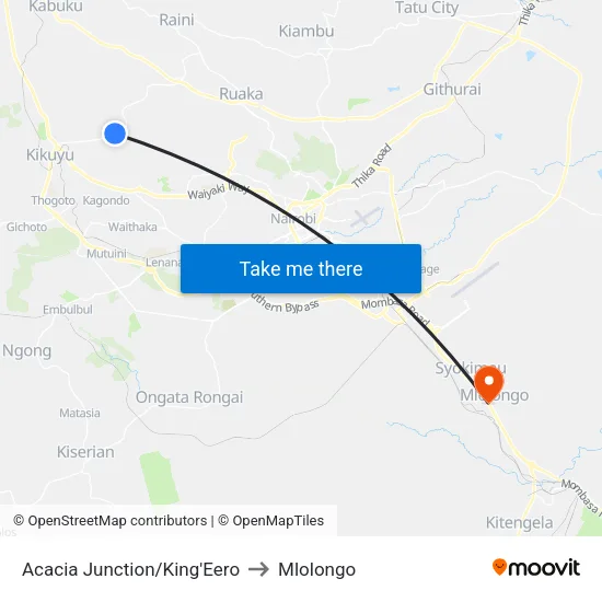 Acacia Junction/King'Eero to Mlolongo map