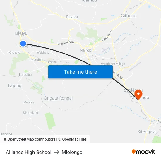 Alliance High School to Mlolongo map