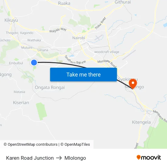 Karen Road Junction to Mlolongo map