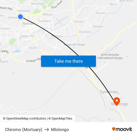 Chiromo (Mortuary) to Mlolongo map