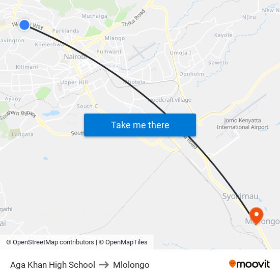 Aga Khan High School to Mlolongo map