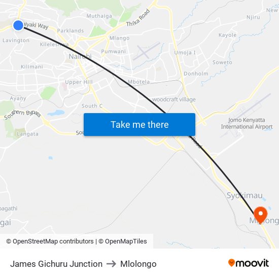 James Gichuru Junction to Mlolongo map