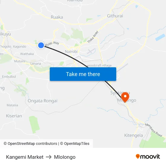 Kangemi Market to Mlolongo map