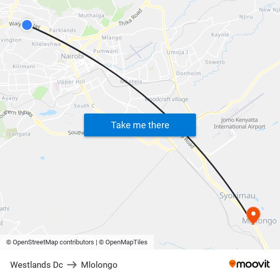 Westlands Dc to Mlolongo map