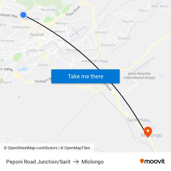 Peponi Road Junction/Sarit to Mlolongo map