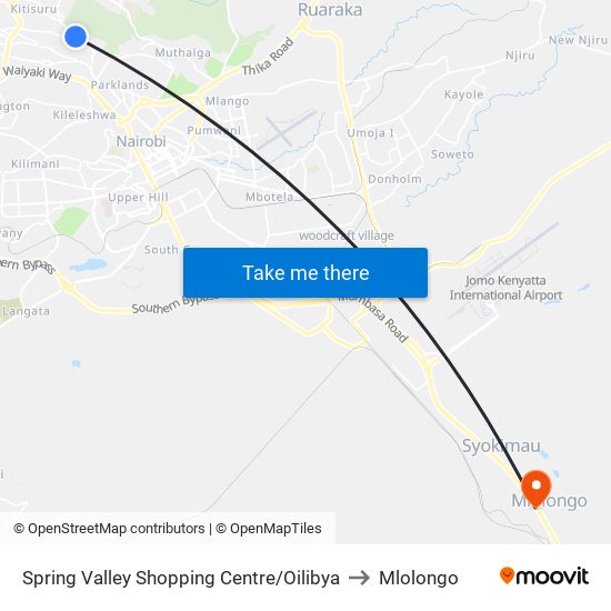 Spring Valley Shopping Centre/Oilibya to Mlolongo map