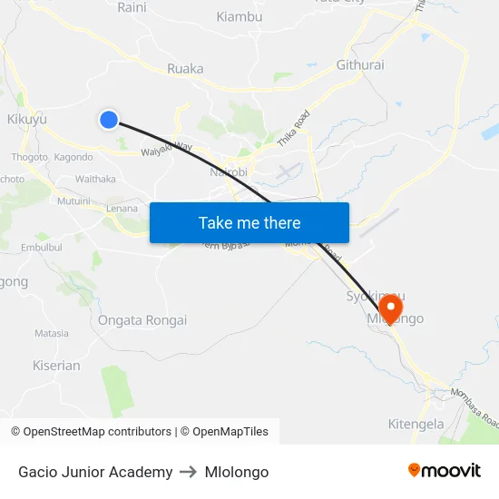 Gacio Junior Academy to Mlolongo map