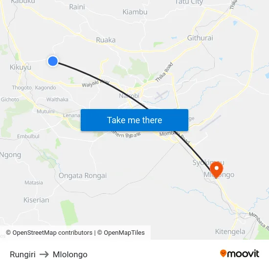 Rungiri to Mlolongo map