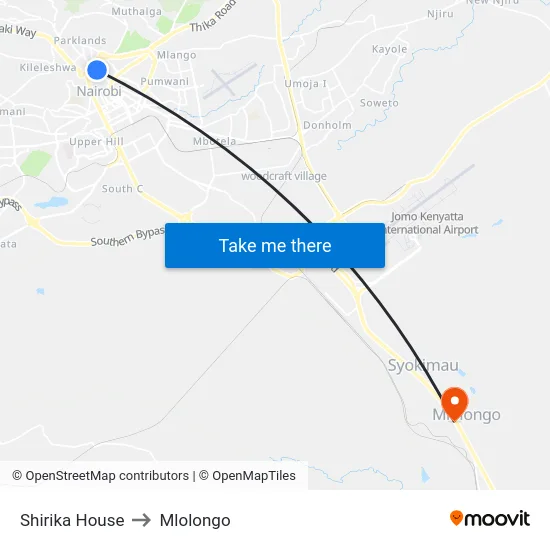 Shirika House to Mlolongo map