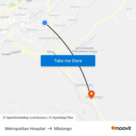 Metropolitan Hospital to Mlolongo map
