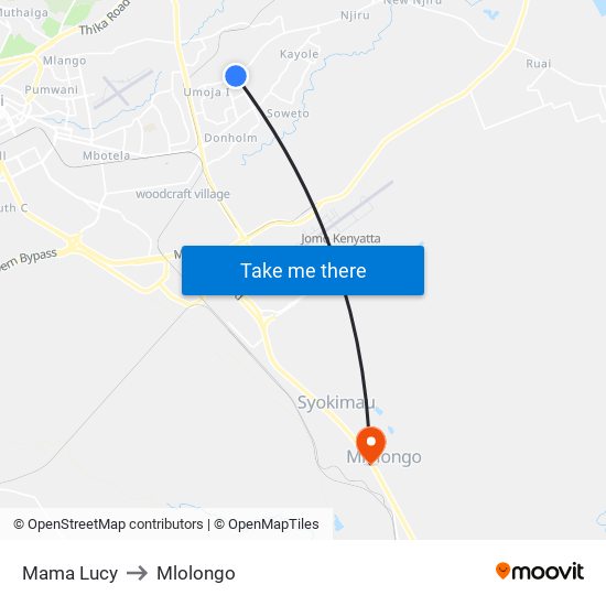 Mama Lucy to Mlolongo map