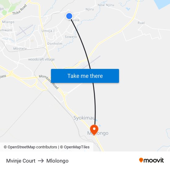 Mvinje Court to Mlolongo map