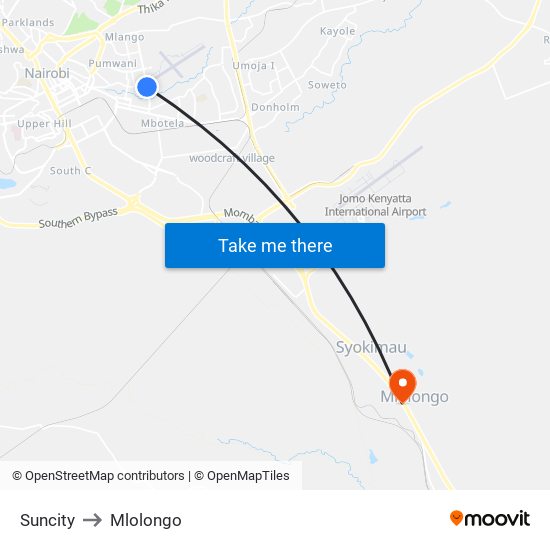 Suncity to Mlolongo map