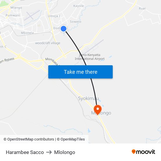 Harambee Sacco to Mlolongo map
