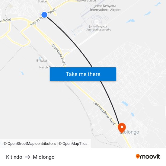 Kitindo to Mlolongo map